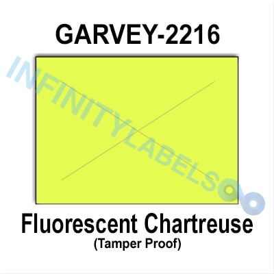 180,000 Garvey compatible 2216 Fluorescent Chartreuse Labels. Full case w/20 ink rollers.