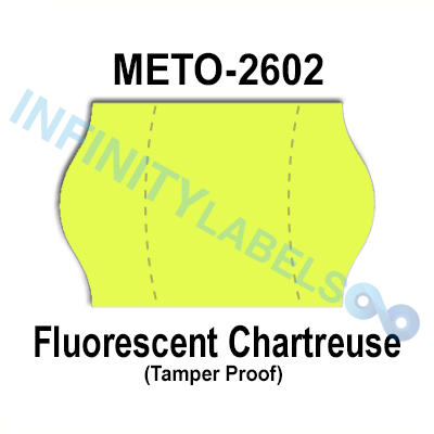162,000 Meto compatible 2602 Fluorescent Chartreuse Labels. Full case w/12 ink rollers.