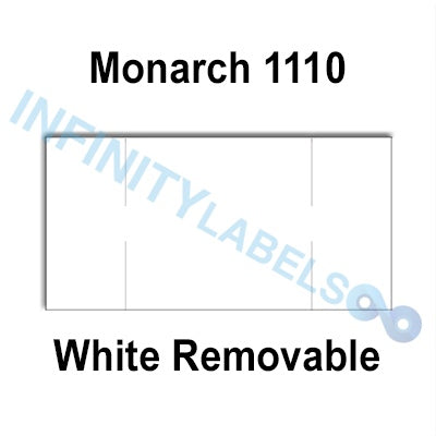 255,000 Monarch compatible 1110 White Removable Labels. Full case w/15 ink rollers.