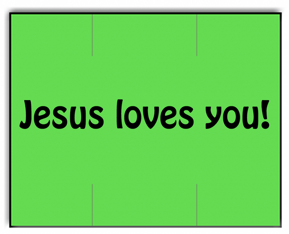 [CUSTOM] Monarch compatible 1115 Fluorescent Green Labels - Jesus Loves You!