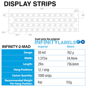 1,000 Merchandising Display Strips, 29” x 1.375” - 12 Position Strip [AHT-2MAD]