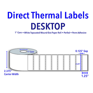2.25" X 1.25" Direct Thermal Labels - 1" Core  [530594]