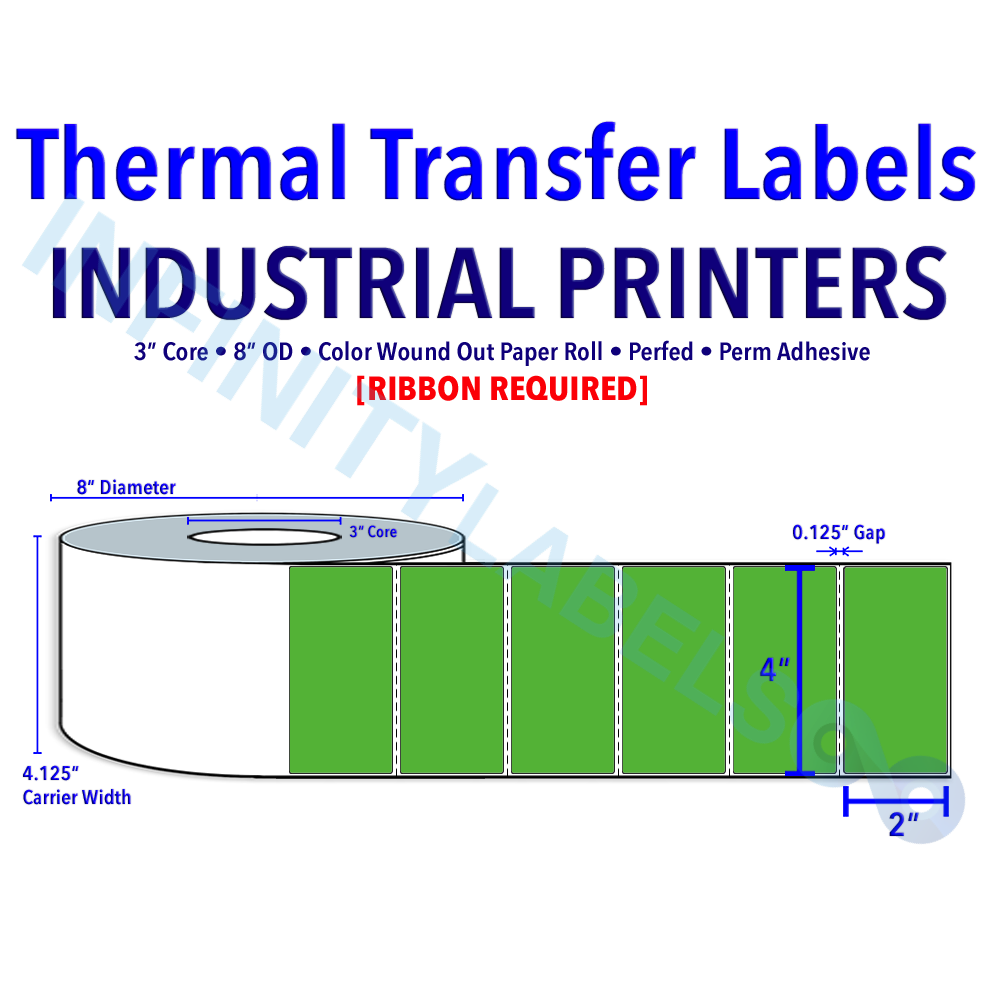 4 X 2 Thermal Transfer Green (PMS 368) Labels – Infinity Labels