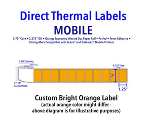 [CUSTOM] 2" X 1.25" Bright Orange Direct Thermal Labels - 0.75" Core [3 Cases]