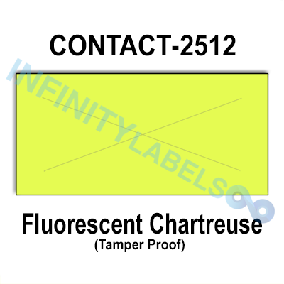 200,000 Contact compatible 2512 Fluorescent Chartreuse Labels. Full case w/20 ink rollers.