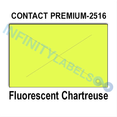160,000 Contact Premium compatible 2516 Fluorescent Chartreuse Labels. Full case w/20 ink rollers.