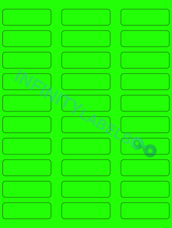 [CUSTOM] 500 Sheets, Fluorescent Green Paper .75 in. x 2.25 in. Laser Sheets RCR. Supplied 30 LPS.