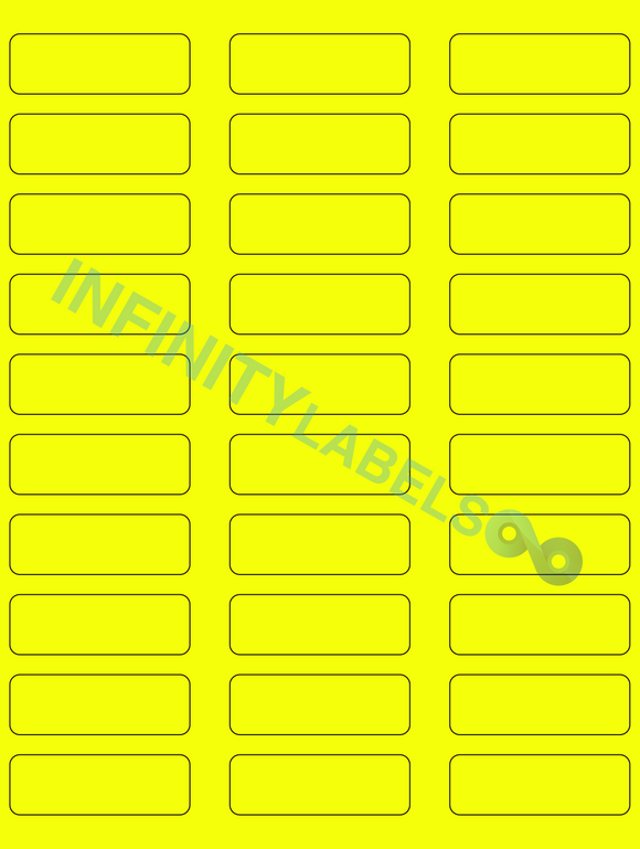 [CUSTOM] 500 Sheets, Fluorescent Yellow Paper .75 in. x 2.25 in. Laser Sheets RCR. Supplied 30 LPS.