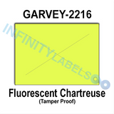 180,000 Garvey compatible 2216 Fluorescent Chartreuse Labels. Full case w/20 ink rollers.