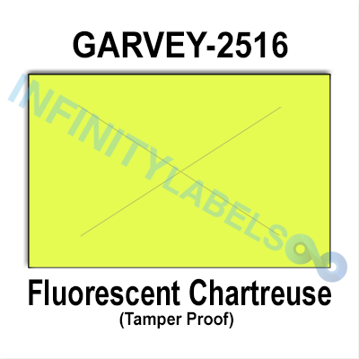 160,000 Garvey compatible 2516 Fluorescent Chartreuse Labels. Full case w/20 ink rollers.