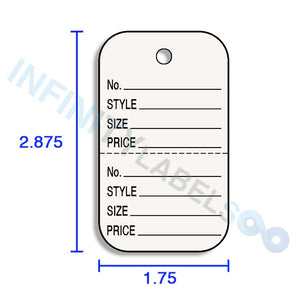 LG Coupon Tags (1.75 x 2.875) - Ivory - No/STYLE/SIZE/PRICE [Black Imprint-Perf]