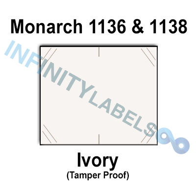 112,000 Monarch compatible 1136/1138 Ivory Labels. Full case w/8 ink rollers.