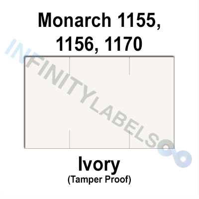 128,000 Monarch compatible 1155 Ivory Labels. Full case w/8 ink rollers.