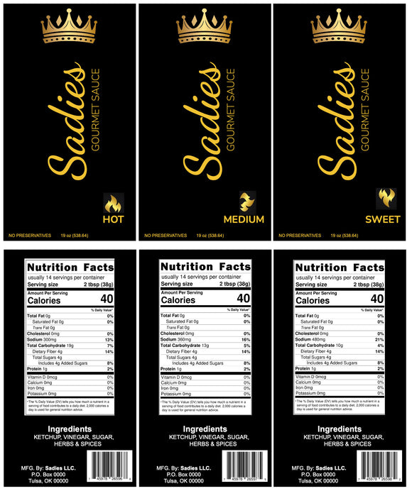 CUSTOM Sadies Sauce Labels (1500)
