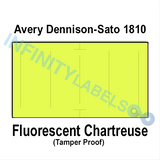 200,000 Avery Dennison / Sato compatible 1810 Fluorescent Chartreuse Labels. Full case.