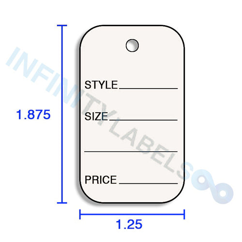 SM Coupon Tags (1.25 x 1.875) - Ivory - STYLE / SIZE / PRICE [Black Imprint]
