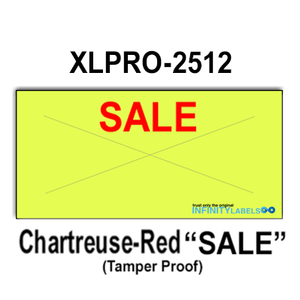 201,600 XLPro compatible 2512 "SALE" Fluorescent Chartreuse Labels. Full case w/8 ink rollers.