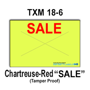 288,000 X-Mark compatible 1812 "SALE" Fluorescent Chartreuse Labels. Full case w/8 ink rollers.