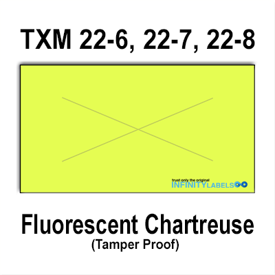 252,000 X-Mark compatible 2200 Fluorescent Chartreuse Labels. Full case w/12 ink rollers.