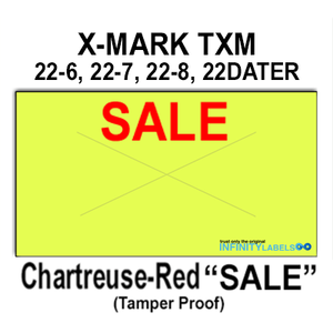 240,000 X-Mark compatible 2212 "SALE" Fluorescent Chartreuse Labels. Full case w/8 ink rollers.