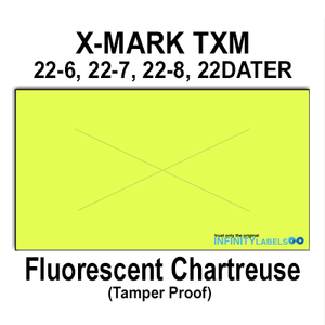 240,000 X-Mark compatible 2212 Fluorescent Chartreuse Labels. Full case w/8 ink rollers.