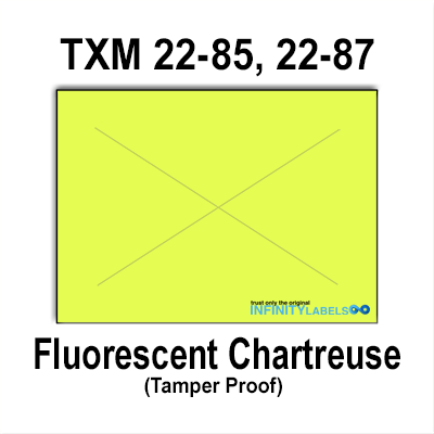 200,000 X-Mark compatible 2216 Fluorescent Chartreuse Labels. Full case w/8 ink rollers.
