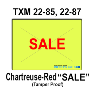 200,000 X-Mark compatible 2216 "SALE" Fluorescent Chartreuse Labels. Full case w/8 ink rollers.