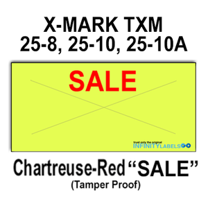 201,600 X-Mark compatible 2512 "SALE" Fluorescent Chartreuse Labels. Full case w/8 ink rollers.