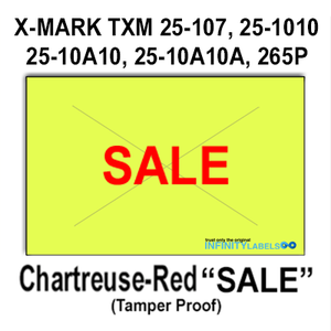 168,000 X-Mark compatible 2516 "SALE" Fluorescent Chartreuse Labels. Full case w/8 ink rollers.