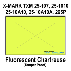 168,000 X-Mark compatible 2516 Fluorescent Chartreuse Labels. Full case w/8 ink rollers.