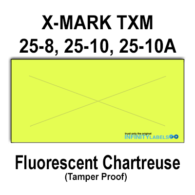 216,000 X-Mark compatible 2600 Fluorescent Chartreuse Labels. Full case w/12 ink rollers.
