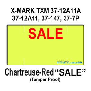 80,000 X-Mark compatible 3719 "SALE" Fluorescent Chartreuse Labels. Full case.